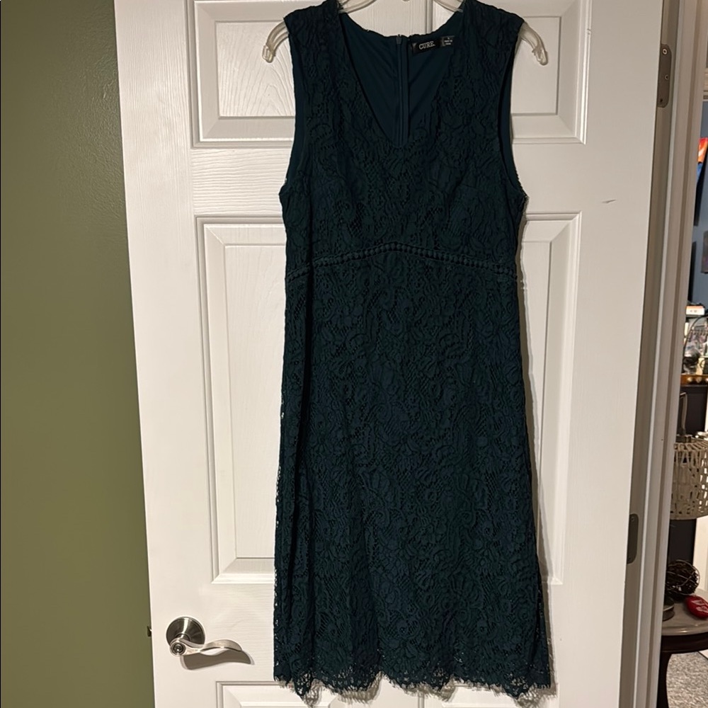 Blue Sleeveless Sheath Midi Dress